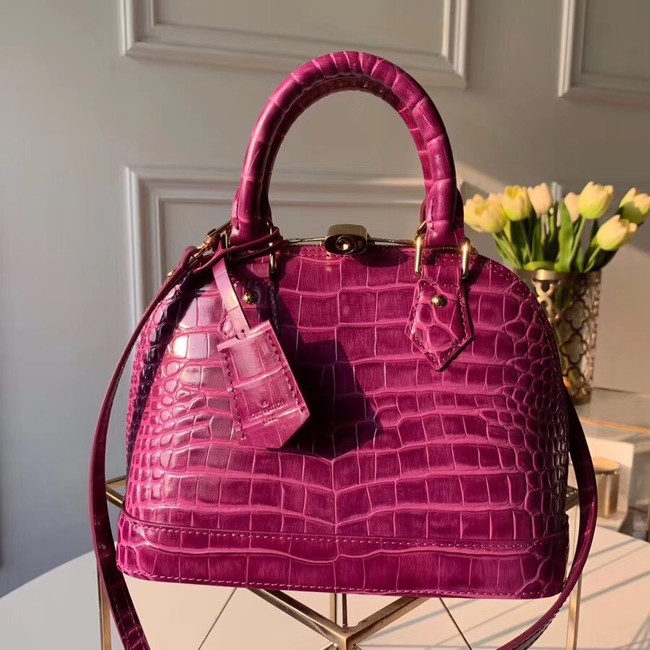 Louis Vuitton Crocodile Pattern Leather Bag N90897 Purple