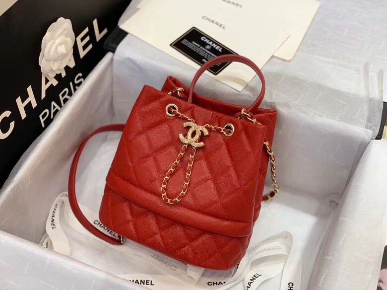 Chanel Original Caviar Leather Sac Hobo Bag 0894 Red