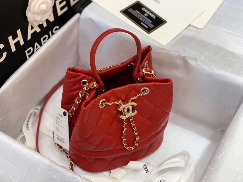 Chanel Original Caviar Leather Sac Hobo Bag 0894 Red