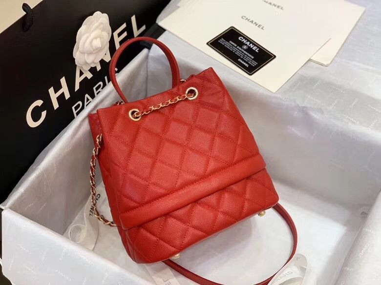 Chanel Original Caviar Leather Sac Hobo Bag 0894 Red