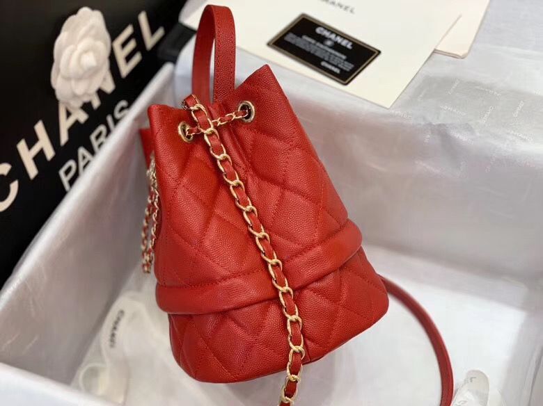 Chanel Original Caviar Leather Sac Hobo Bag 0894 Red