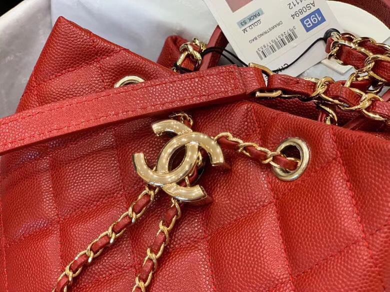 Chanel Original Caviar Leather Sac Hobo Bag 0894 Red