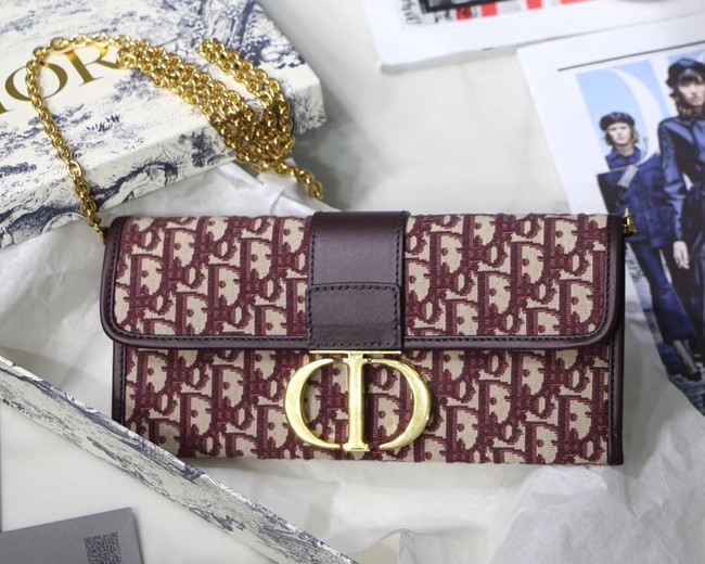 Dior 30 MONTAIGNE EMBROIDERED CANVAS Clutch bag M9206 burgundy