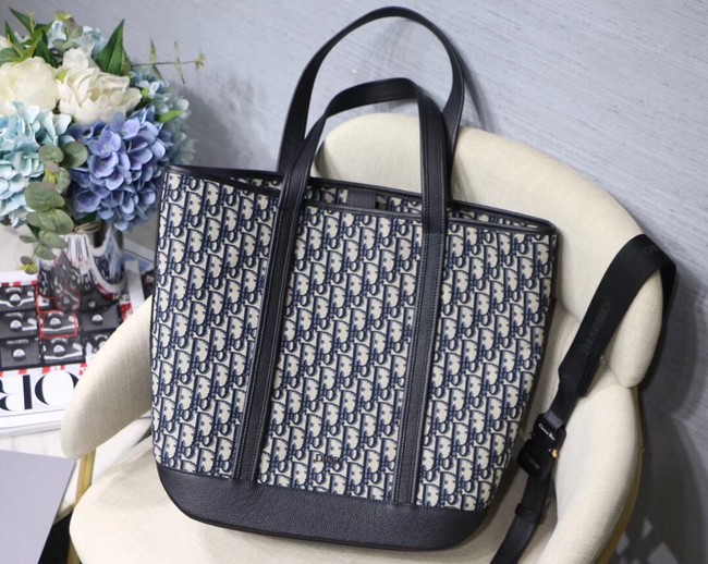 DIOR TOTE BAG IN EMBROIDERED CANVAS C1333 black