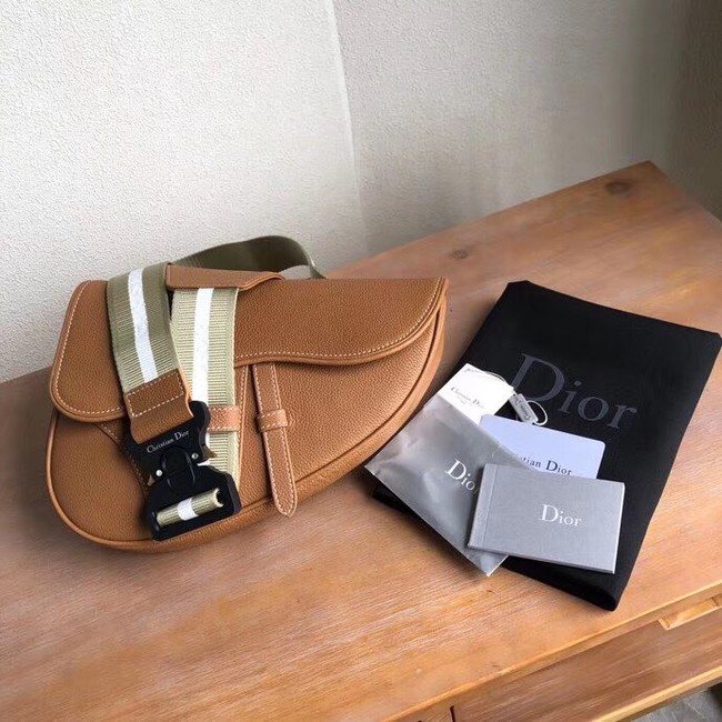 DIOR OBLIQUE SADDLE BELT BAG M9020 brown