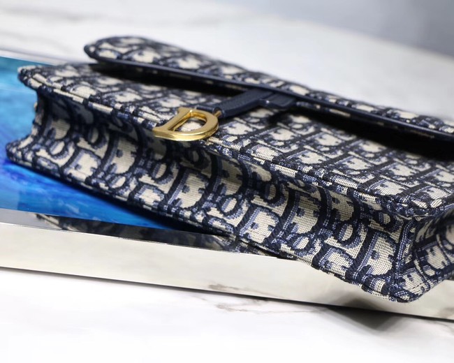Dior SADDLE DENIM CANVAS Chain Clutch bag S5614 dark blue