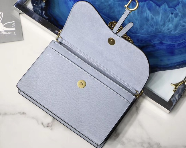 Dior SADDLE DIOR OBLIQUE Chain Clutch bag S5614 light blue