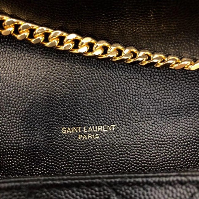 YSL ENVELOPE SMALL IN MIX MATELASSEGRAIN DE POUDRE EMBOSSED LEATHER 19207 BLACK