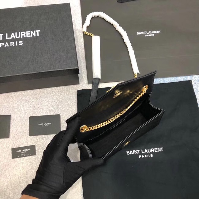 YSL ENVELOPE SMALL IN MIX MATELASSEGRAIN DE POUDRE EMBOSSED LEATHER 19207 BLACK