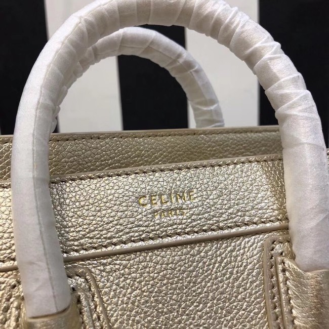 CELINE NANO LUGGAGE BAG IN LAMINATED LAMBSKIN 189244-25 gold