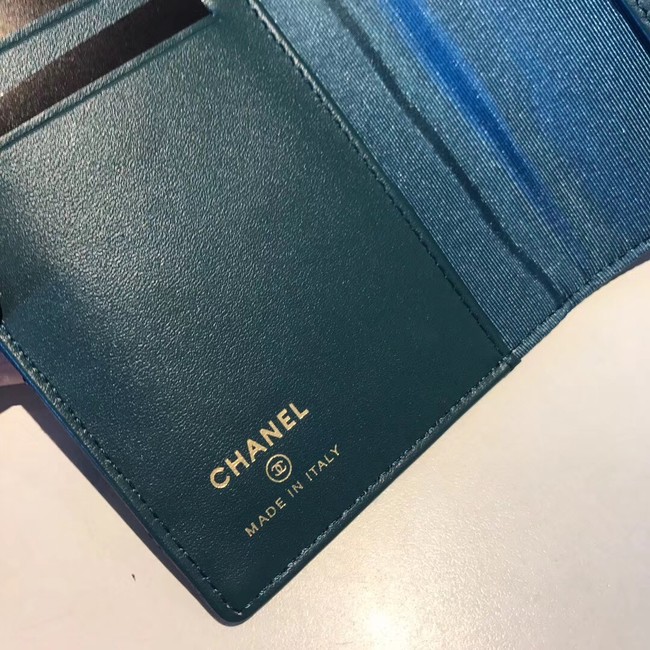 Chanel Calfskin Leather & Gold-Tone Metal Wallet A80385 Blue