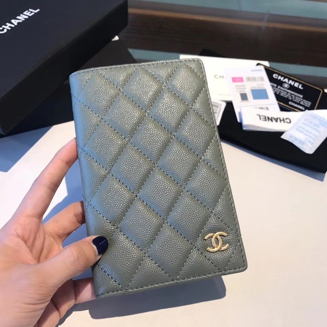 Chanel Calfskin Leather & Gold-Tone Metal Wallet A80385 Green