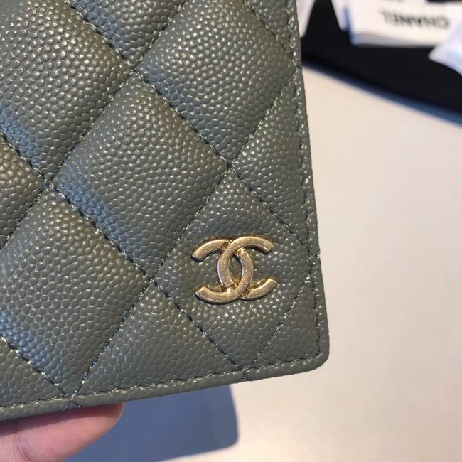 Chanel Calfskin Leather & Gold-Tone Metal Wallet A80385 Green