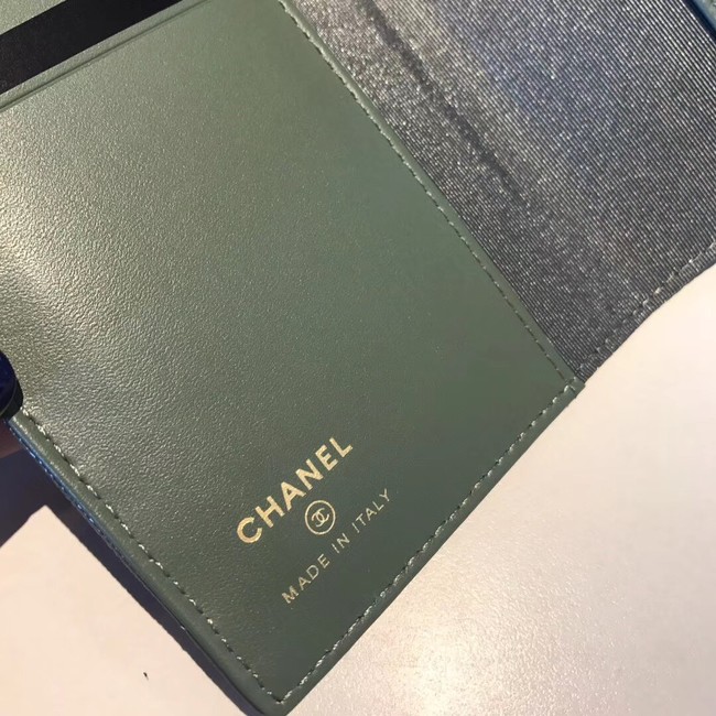 Chanel Calfskin Leather & Gold-Tone Metal Wallet A80385 Green