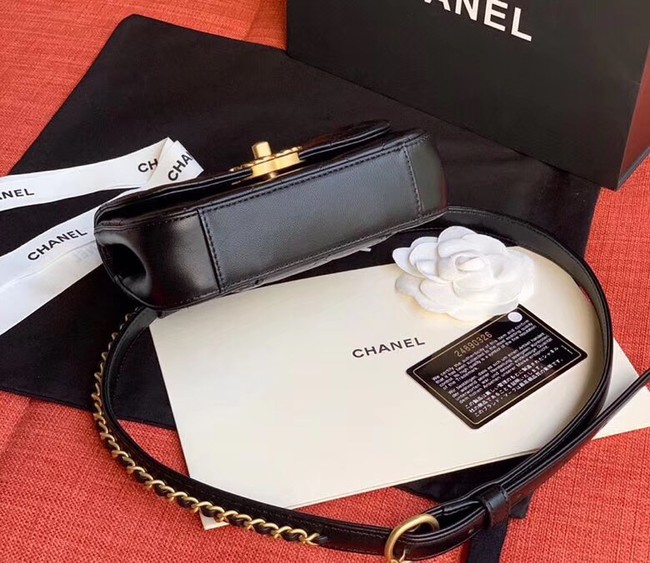 Chanel Original Sheepskin Leather Belt Bag Black 33866 Gold