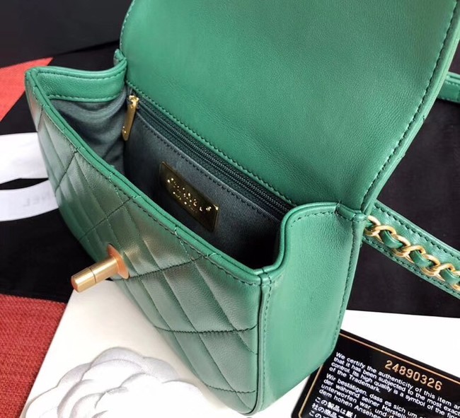 Chanel Original Sheepskin Leather Belt Bag Green 33866 Gold