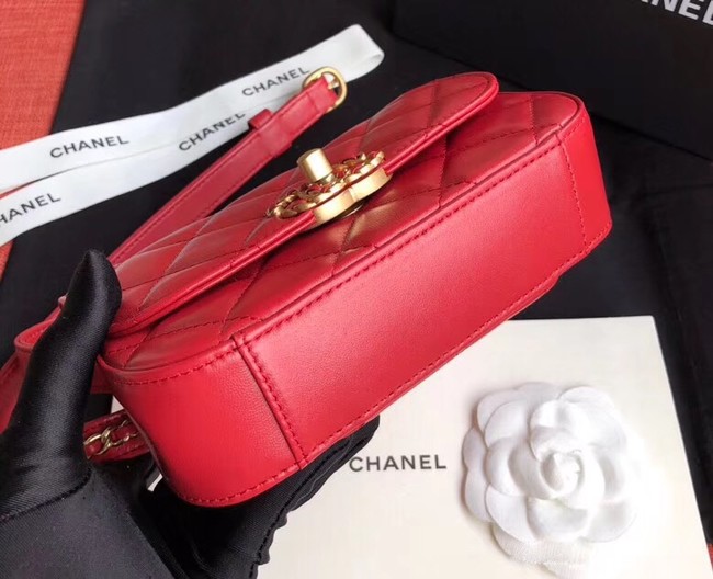 Chanel Original Sheepskin Leather Belt Bag Red 33866 Gold