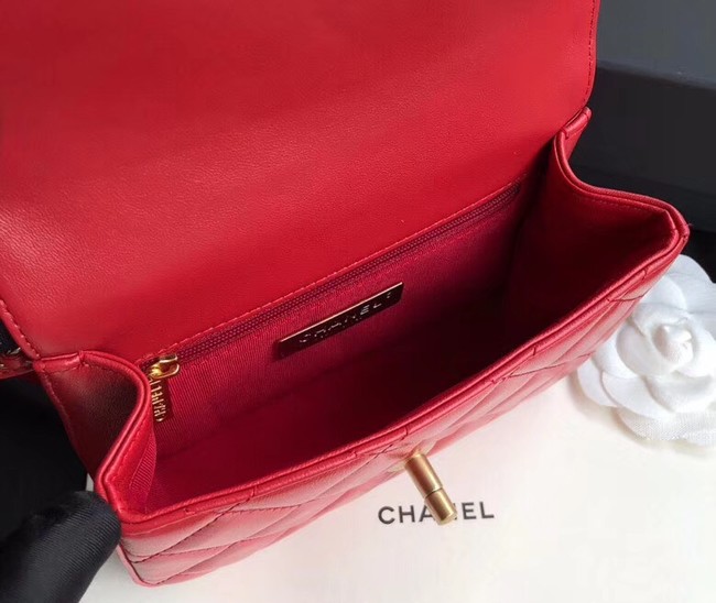 Chanel Original Sheepskin Leather Belt Bag Red 33866 Gold