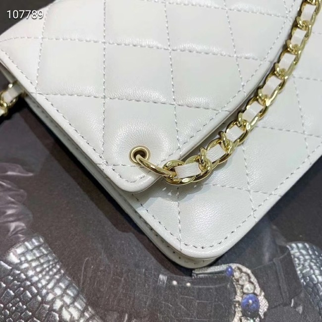 Chanel Original Sheepskin Leather Shoulder Bag 33815 White