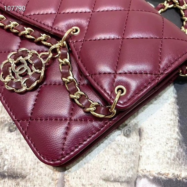 Chanel Original Sheepskin Leather Shoulder Bag 33815 Wine