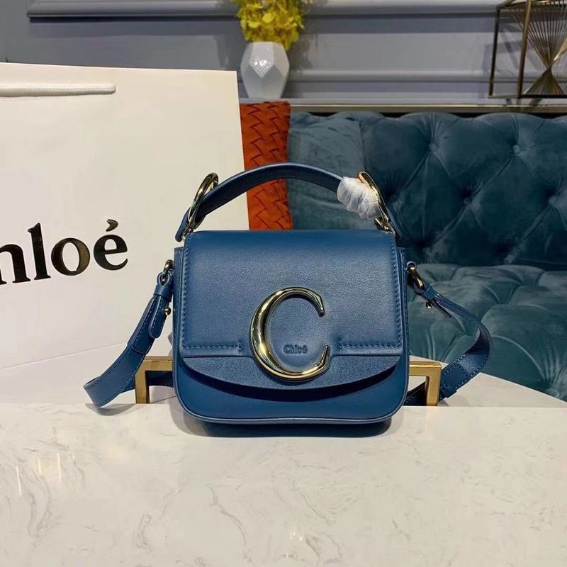 Chloe Original Calfskin Leather Top Handle Small Bag 3S030 Blue