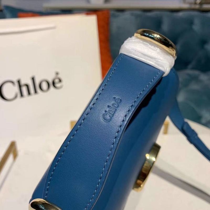 Chloe Original Calfskin Leather Top Handle Small Bag 3S030 Blue