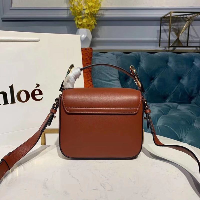 Chloe Original Calfskin Leather Top Handle Small Bag 3S030 Brown