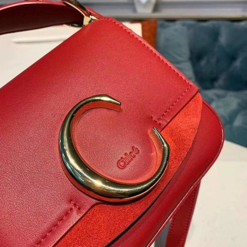 Chloe Original Calfskin Leather Top Handle Small Bag 3S030 Red