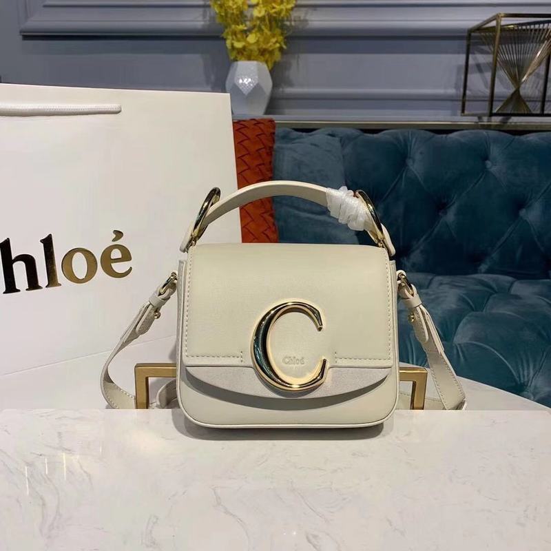 Chloe Original Calfskin Leather Top Handle Small Bag 3S030 White