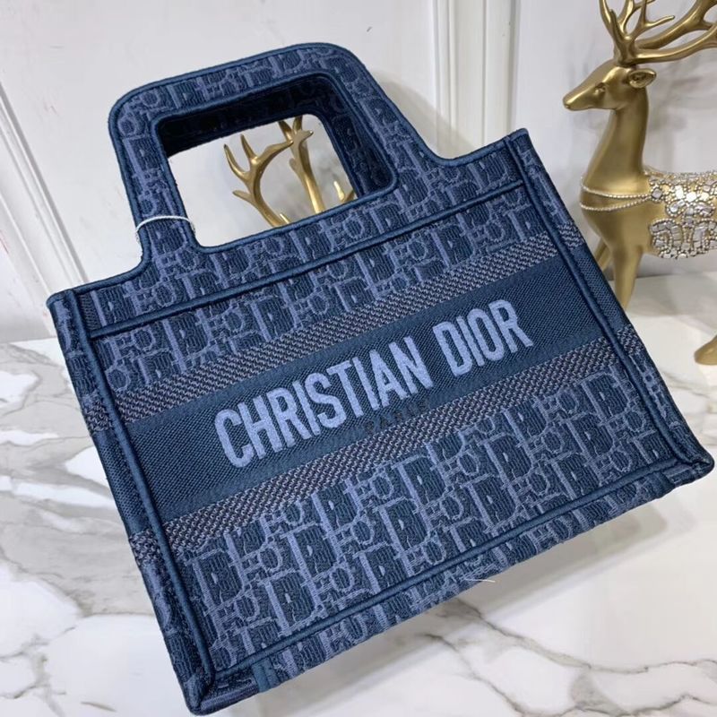 DIOR TOTE BAG IN EMBROIDERED CANVAS C0195 Blue