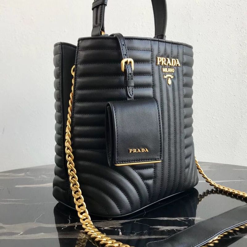 Prada Double Saffiano Original Calfskin Leather Bag 1BA212 Black