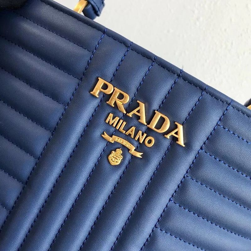 Prada Double Saffiano Original Calfskin Leather Bag 1BA212 Blue