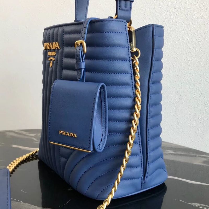 Prada Double Saffiano Original Calfskin Leather Bag 1BA212 Blue