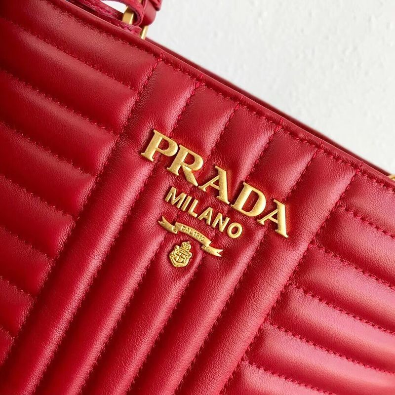 Prada Double Saffiano Original Calfskin Leather Bag 1BA212 Red