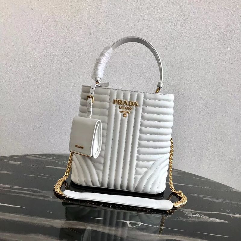 Prada Double Saffiano Original Calfskin Leather Bag 1BA212 White