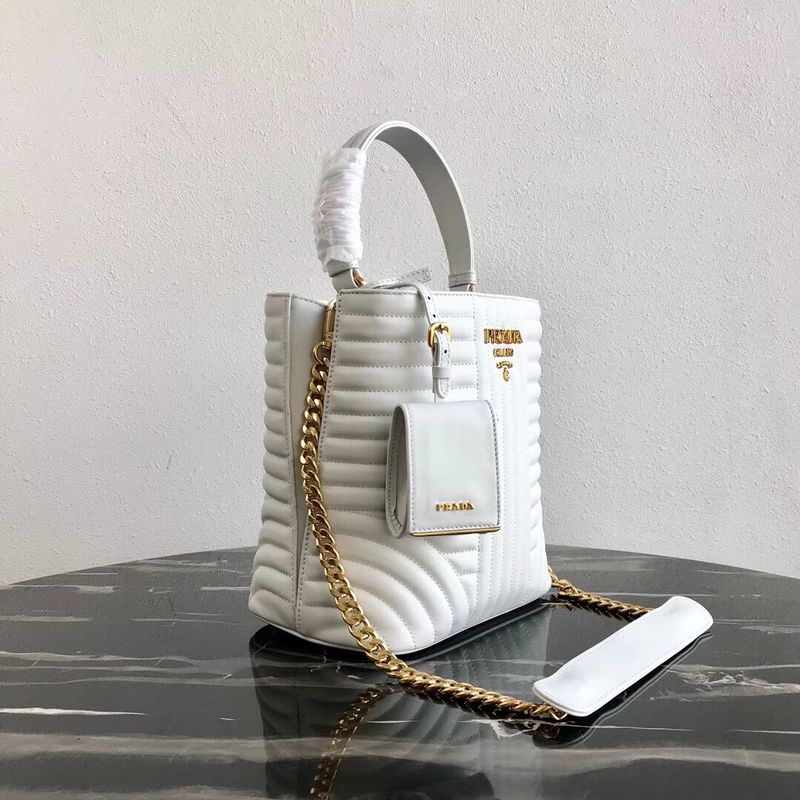 Prada Double Saffiano Original Calfskin Leather Bag 1BA212 White