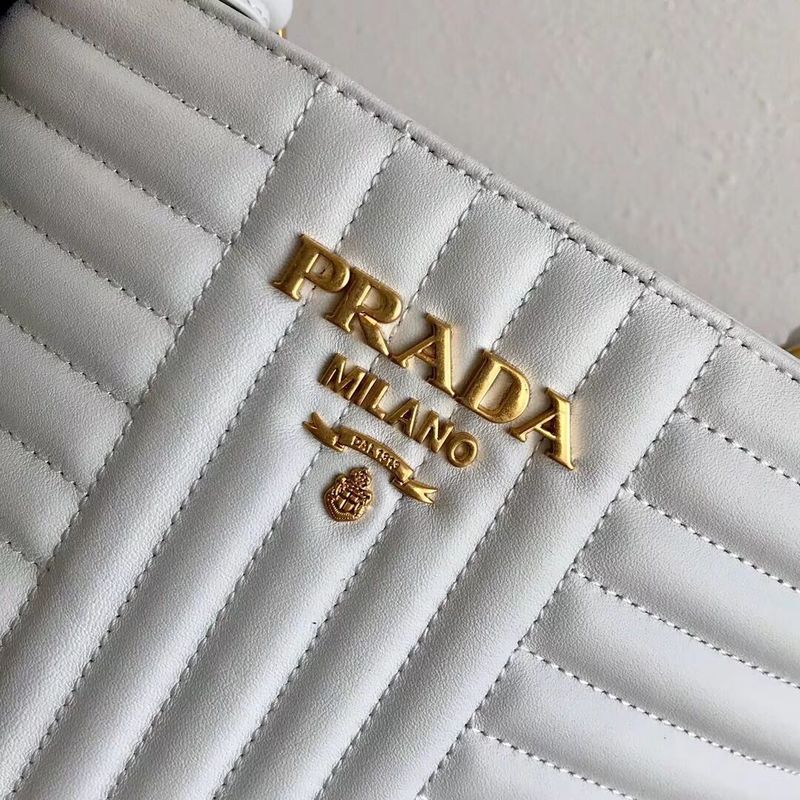 Prada Double Saffiano Original Calfskin Leather Bag 1BA212 White