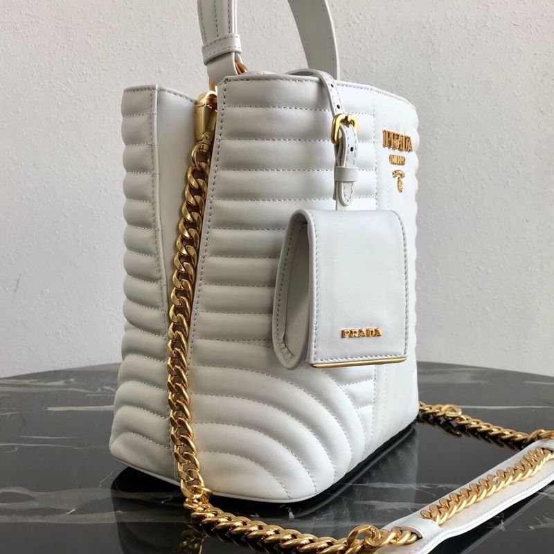 Prada Double Saffiano Original Calfskin Leather Bag 1BA212 White