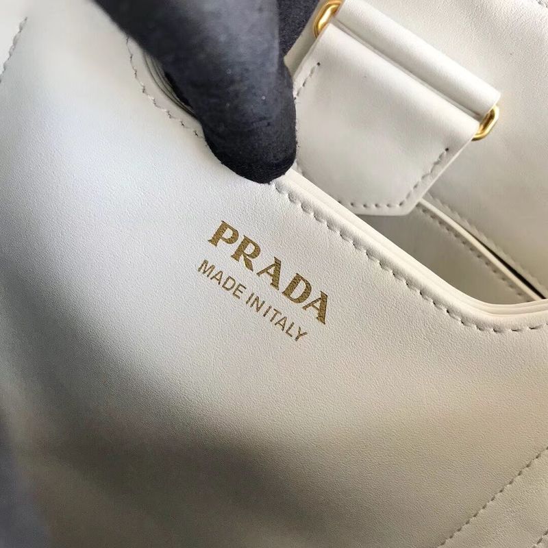 Prada Double Saffiano Original Calfskin Leather Bag 1BA212 White