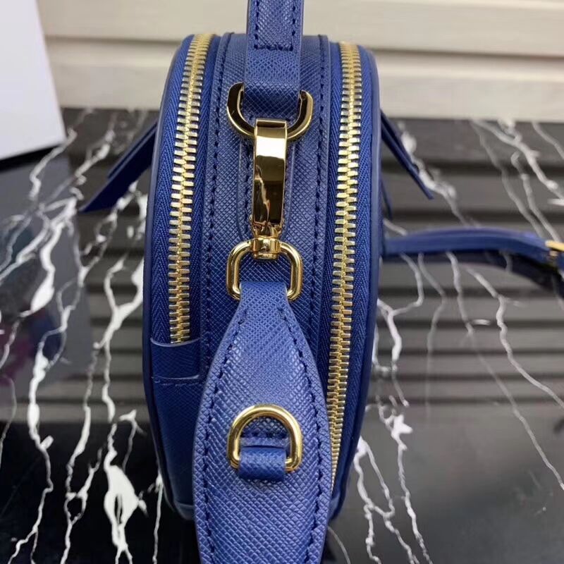 Prada Saffiano Original Leather Tote Heart Bag 1BH144 Blue