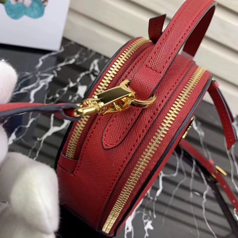 Prada Saffiano Original Leather Tote Heart Bag 1BH144 Red