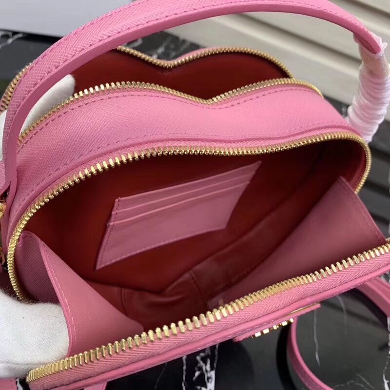 Prada Saffiano Original Leather Tote Heart Bag 1BH144 Rose