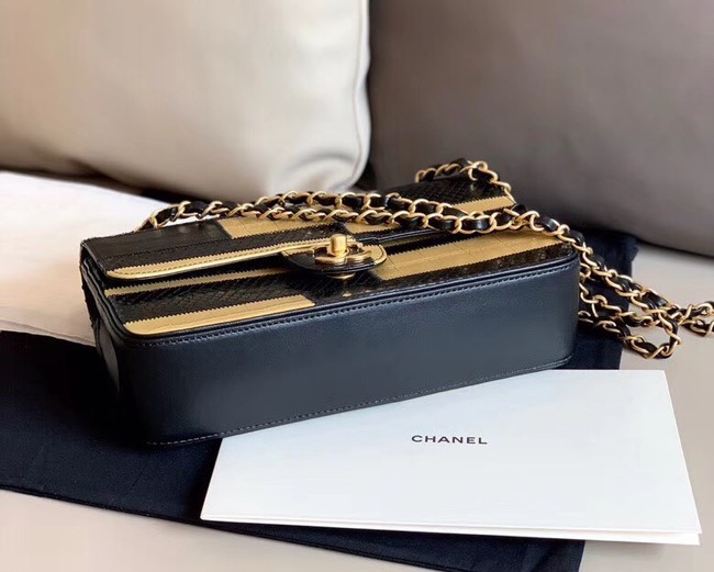 Chanel Le Boy Flap Shoulder Bag Original Leather A1112 gold&black