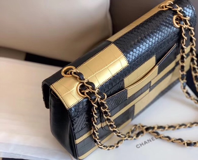 Chanel Le Boy Flap Shoulder Bag Original Leather A1112 gold&black