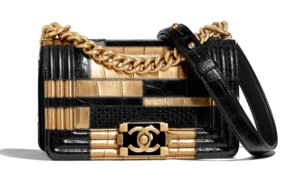 Chanel Le Boy Flap Shoulder Bag Original Leather A67085 gold&black