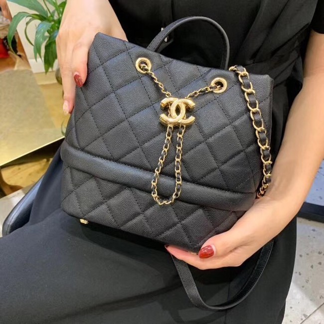 Chanel Original Caviar Leather Sac Hobo Bag AS0894 black