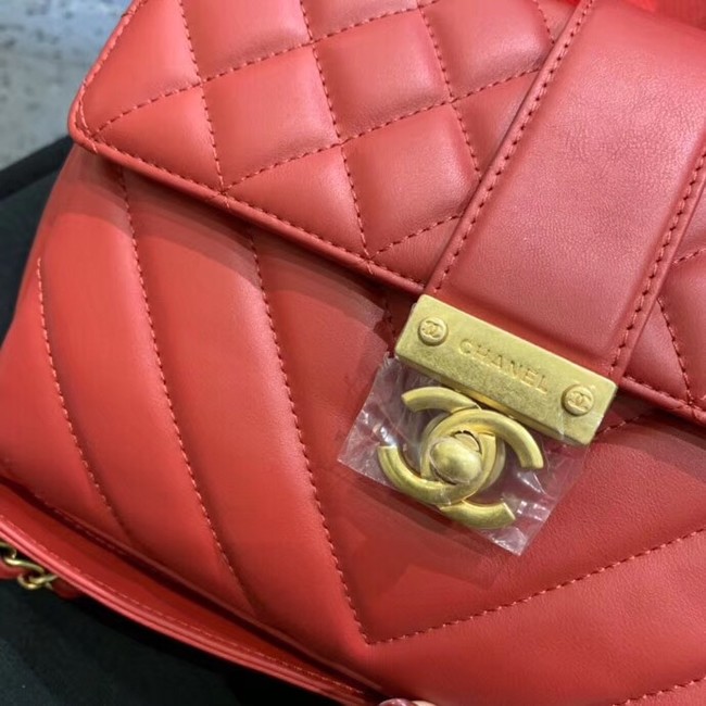 Chanel Calfskin & Gold-Tone Metal AS0804 red