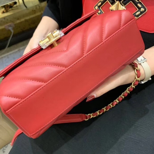 Chanel Calfskin & Gold-Tone Metal AS0804 red