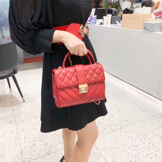 Chanel Calfskin & Gold-Tone Metal AS0804 red