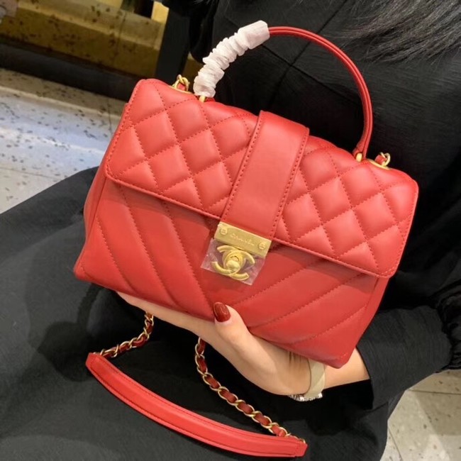 Chanel Calfskin & Gold-Tone Metal AS0804 red